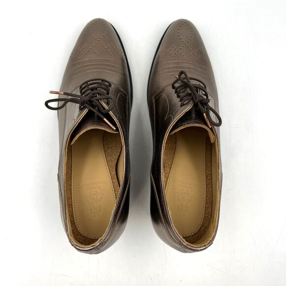 The Office of Angela Scott Women’s Miss Button Bronze Metallic Heeled Oxfords - Picture 9 of 11